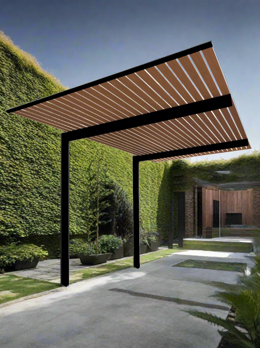 The Exclusive Cantilevered Pergola Kit Black / Custom 6.5x3m Quality Home Improvements1