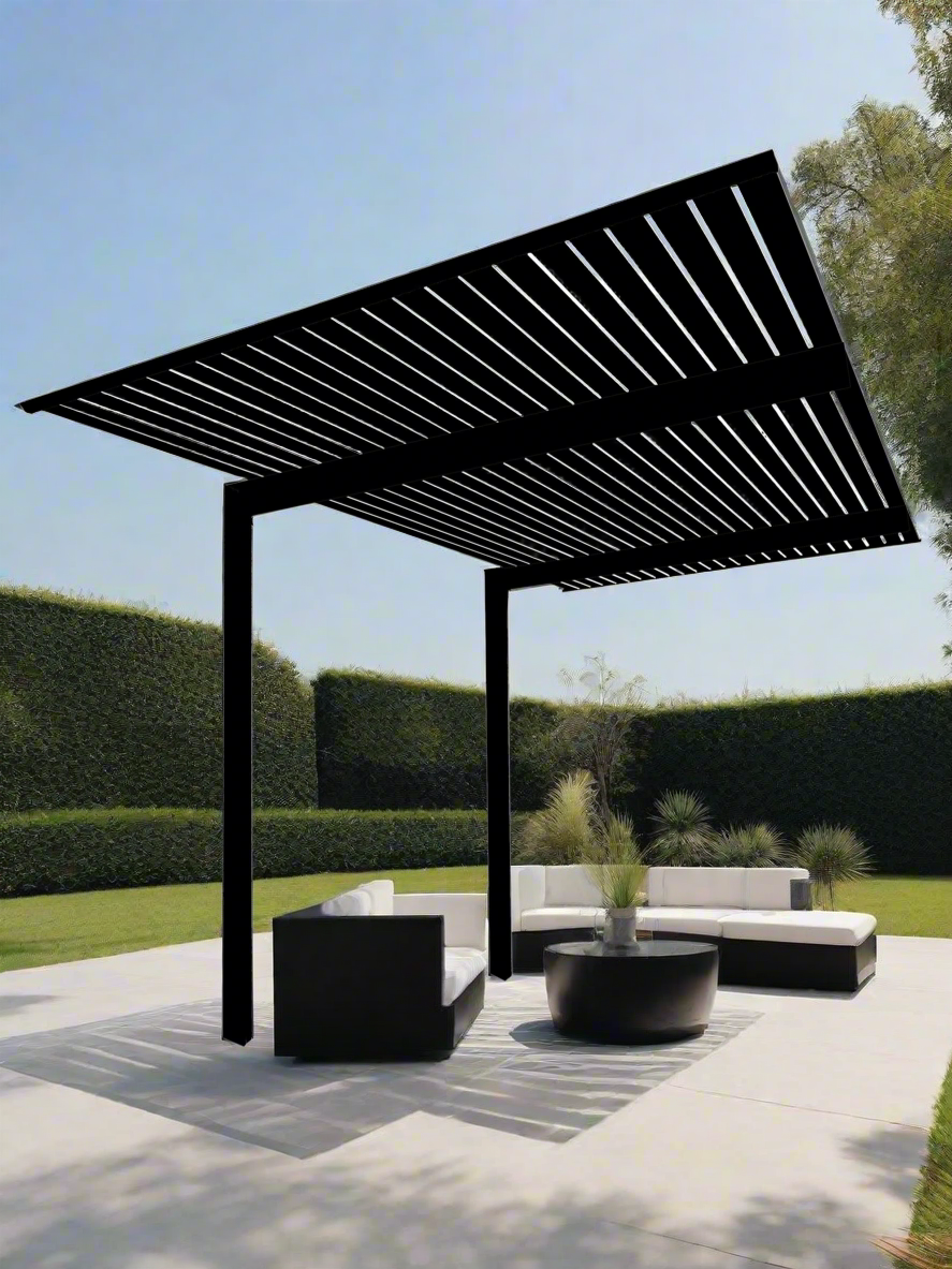 The Exclusive Cantilevered Pergola Kit Black 6.5x3m Quality Home Improvements1