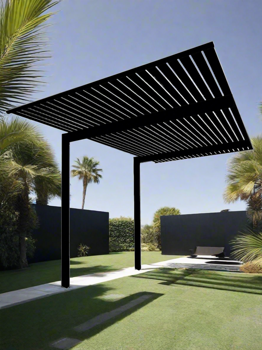 The Exclusive Cantilevered Pergola Kit Black 3.2m x 3m Quality Home Improvements1