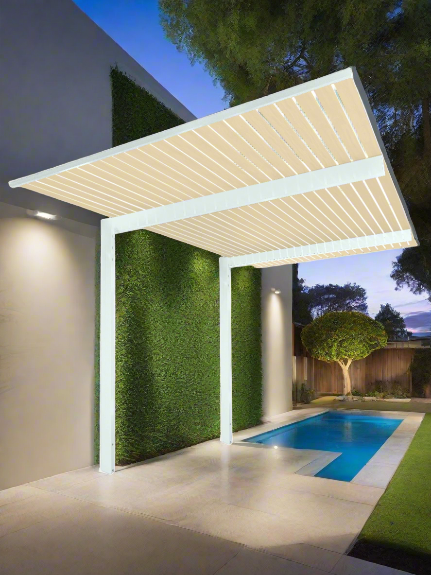 The Exclusive Cantilevered Pergola Kit White / Custom 3.2m x 3m Quality Home Improvements1