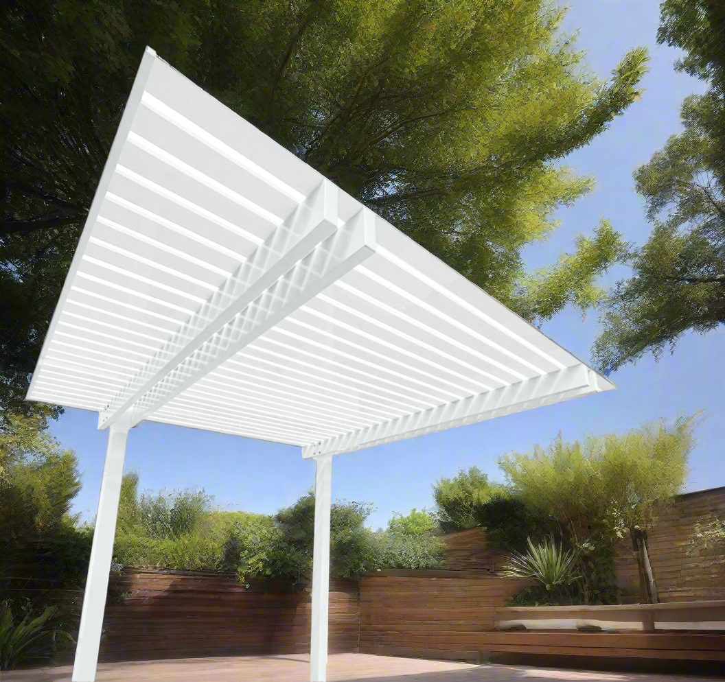 The Cabana Cantilevered Pergola Kit - White / White 6.5m x 3.2m