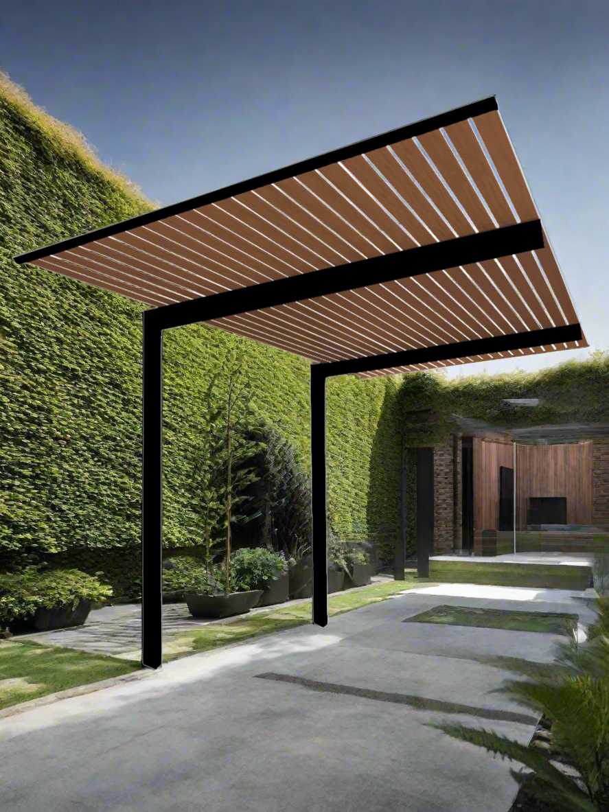 The Exclusive Cantilevered Pergola Kit - Black / Custom 6.5m x 3m