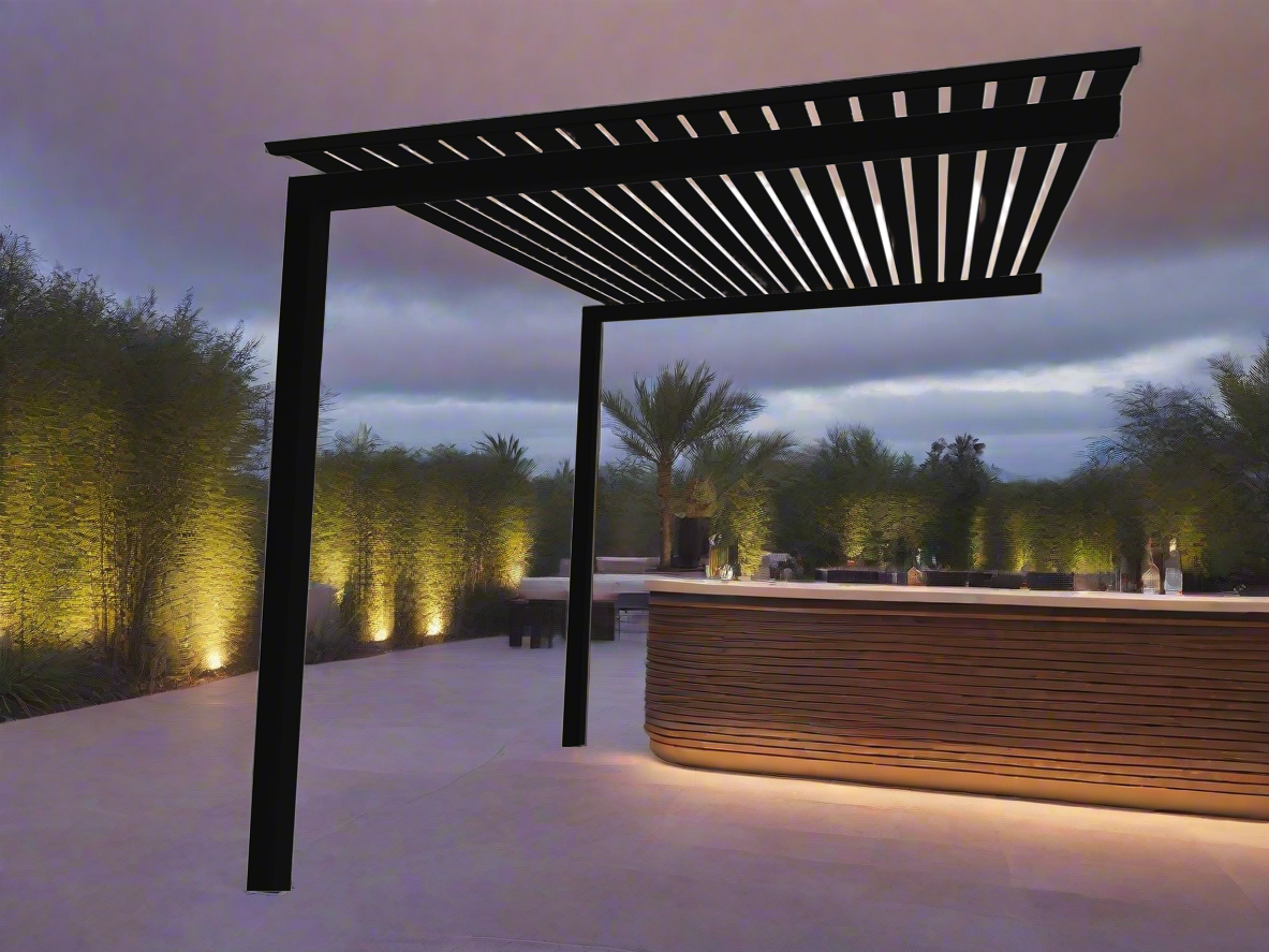 The UrbanRetreat Cantilevered Pergola Kit - Black / Black 3.2m x 2.7m