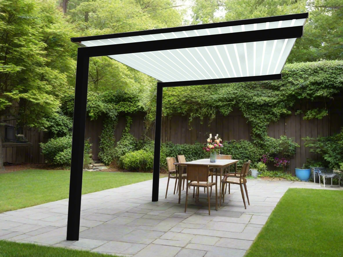 The UrbanRetreat Cantilevered Pergola Kit - Black / White 3.2m x 2.7m