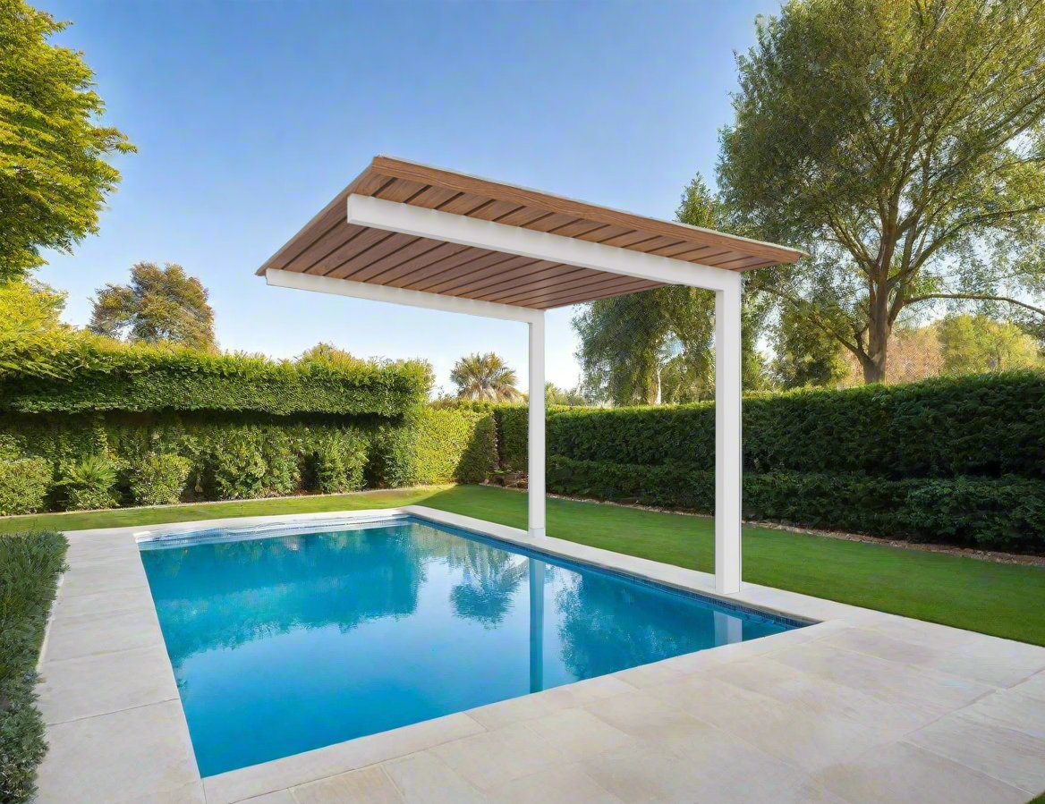 Mastershade 200 White / Timber Grain 4m x 3m