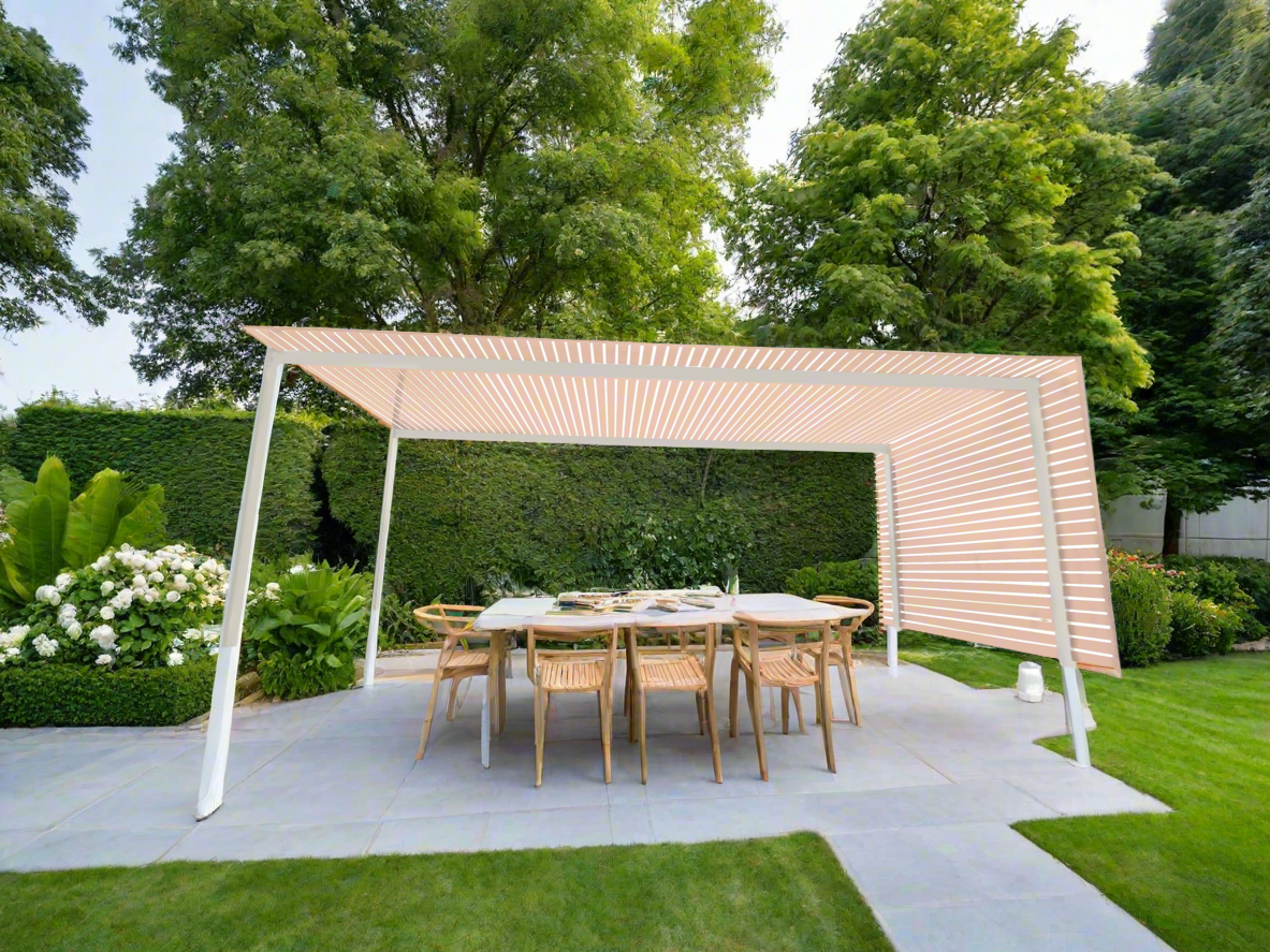 The EuroShade 4 Post Pergola Kit - Custom Colour Range 6m x 3.2m