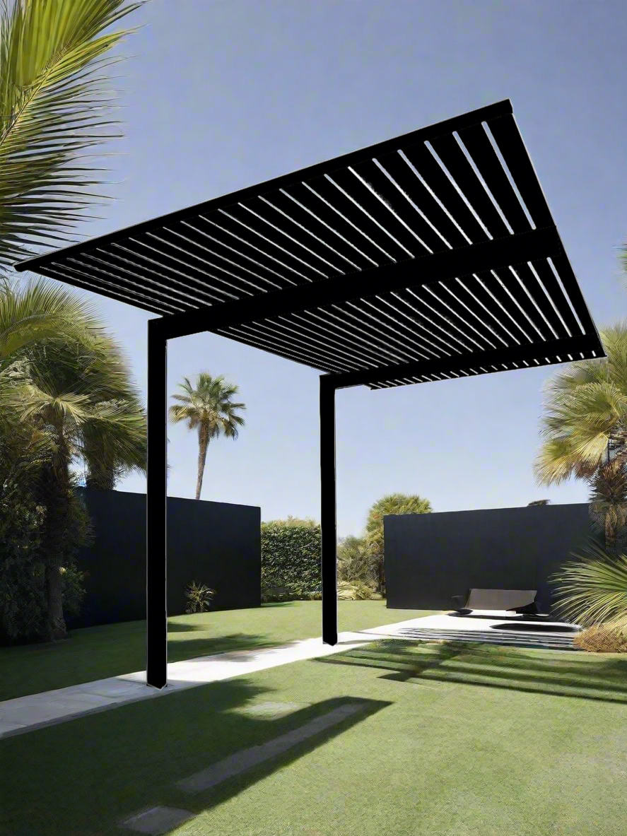 The Exclusive Cantilevered Pergola Kit - Black / Black 3.2m x 3m