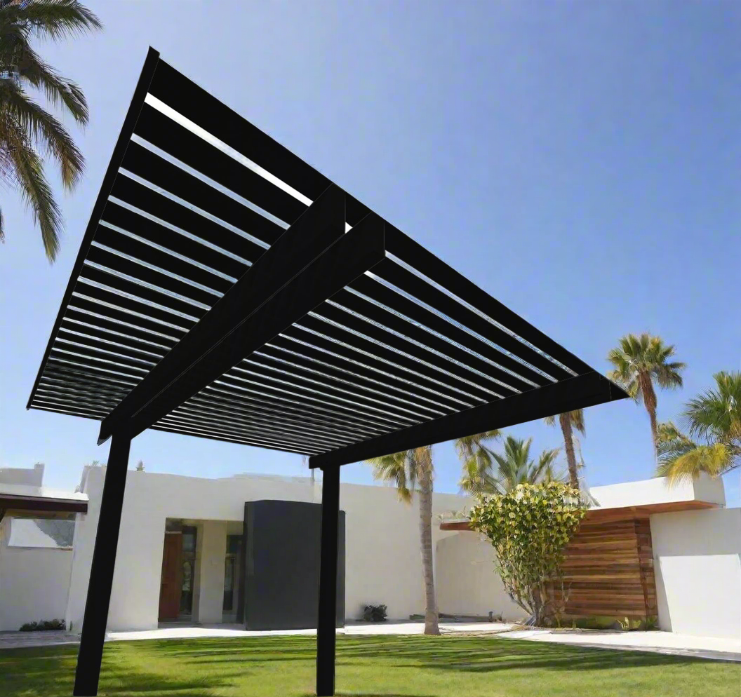 The Cabana Cantilevered Pergola Kit - Black / Black 3.2m x 3.2m