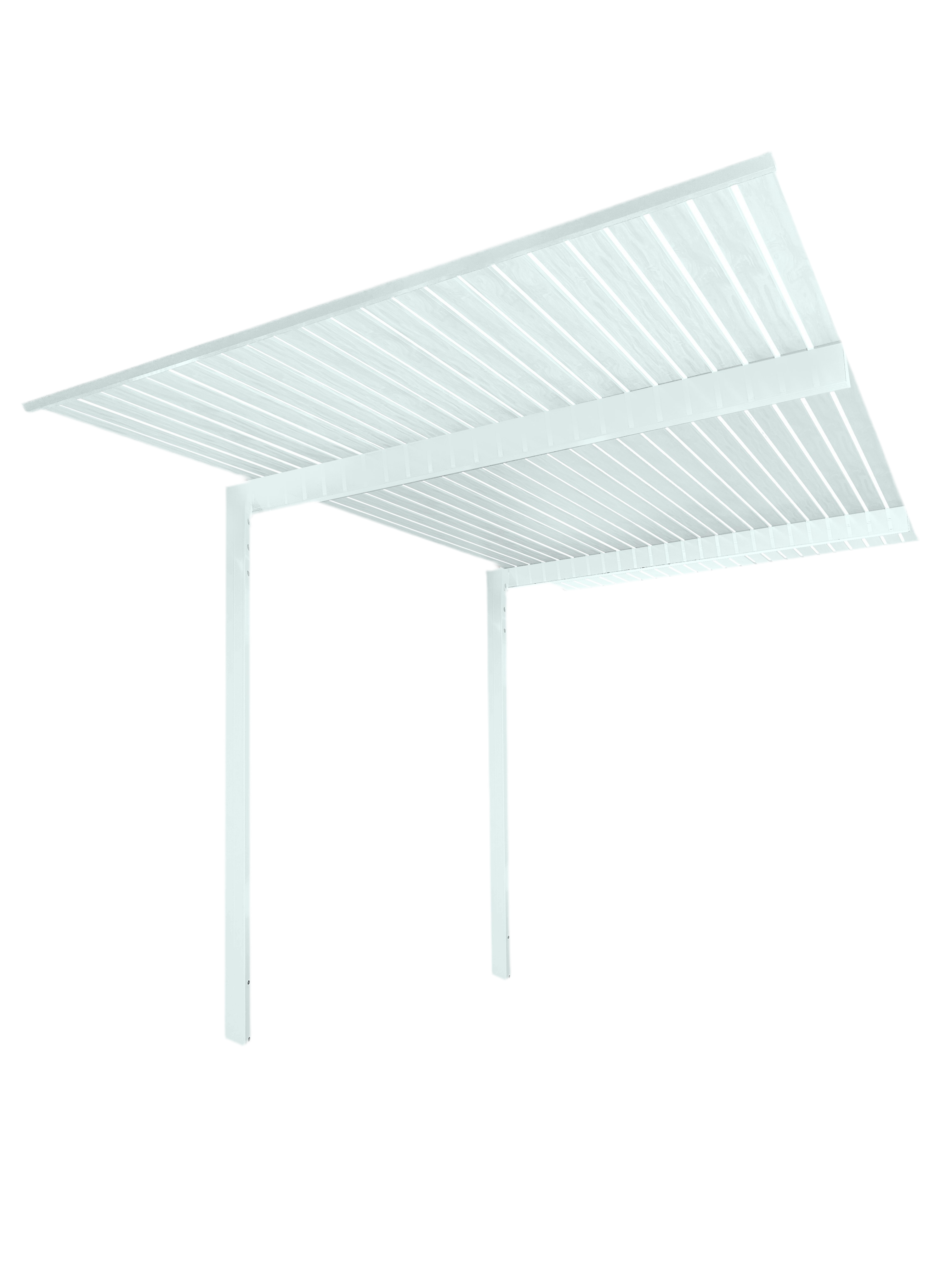 The Exclusive Cantilevered Pergola Kit - White / White Oak 3.2m x 3m