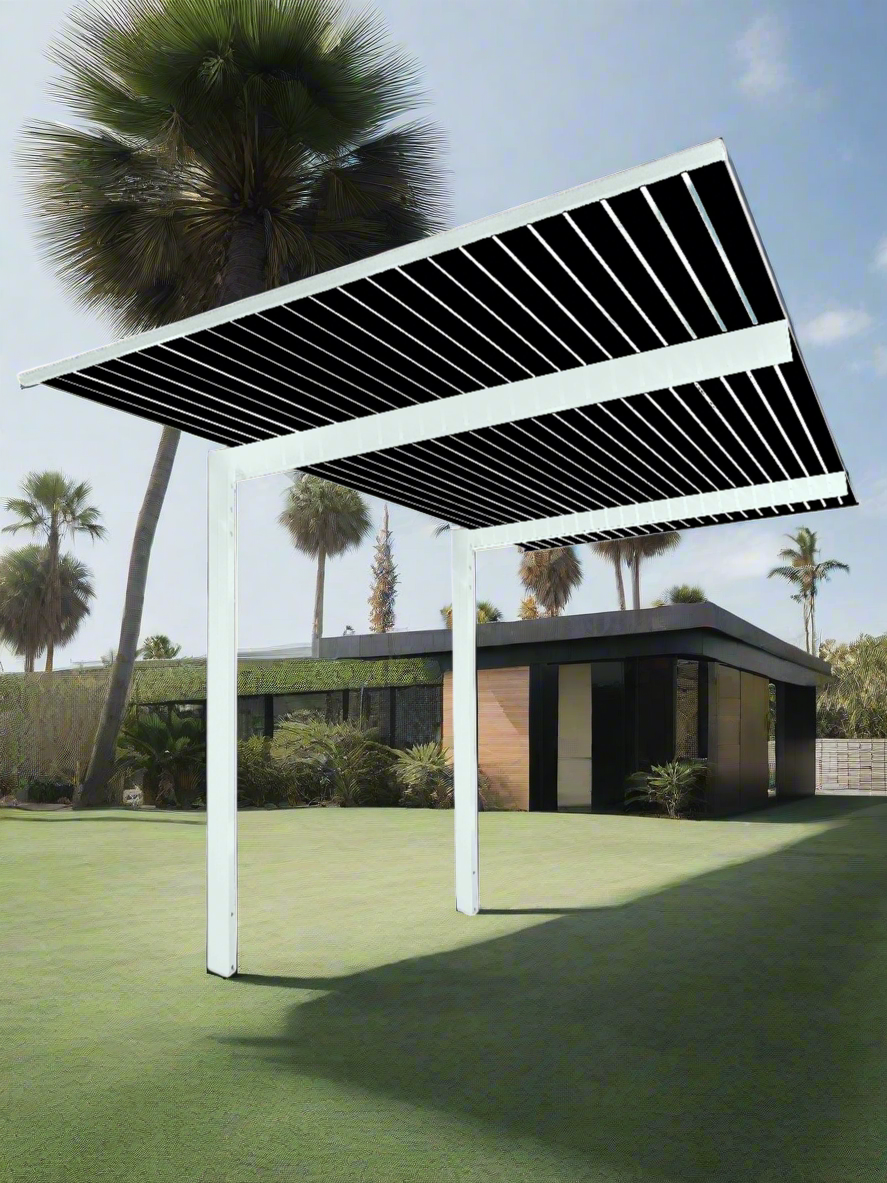 The Exclusive Cantilevered Pergola Kit - White / Black 5m x 3m