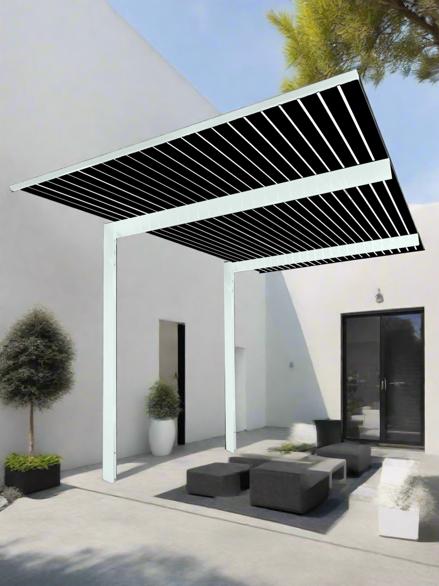 The Exclusive Cantilevered Pergola Kit - White / Custom 6.5m x 3m