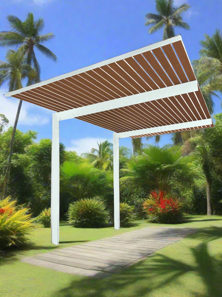 The Exclusive Cantilevered Pergola Kit - White / Custom 6.5m x 3m