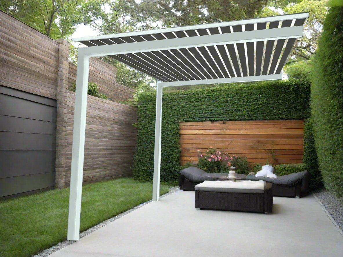 The UrbanRetreat Cantilevered Pergola Kit - White / Black 3.2m x 2.7m