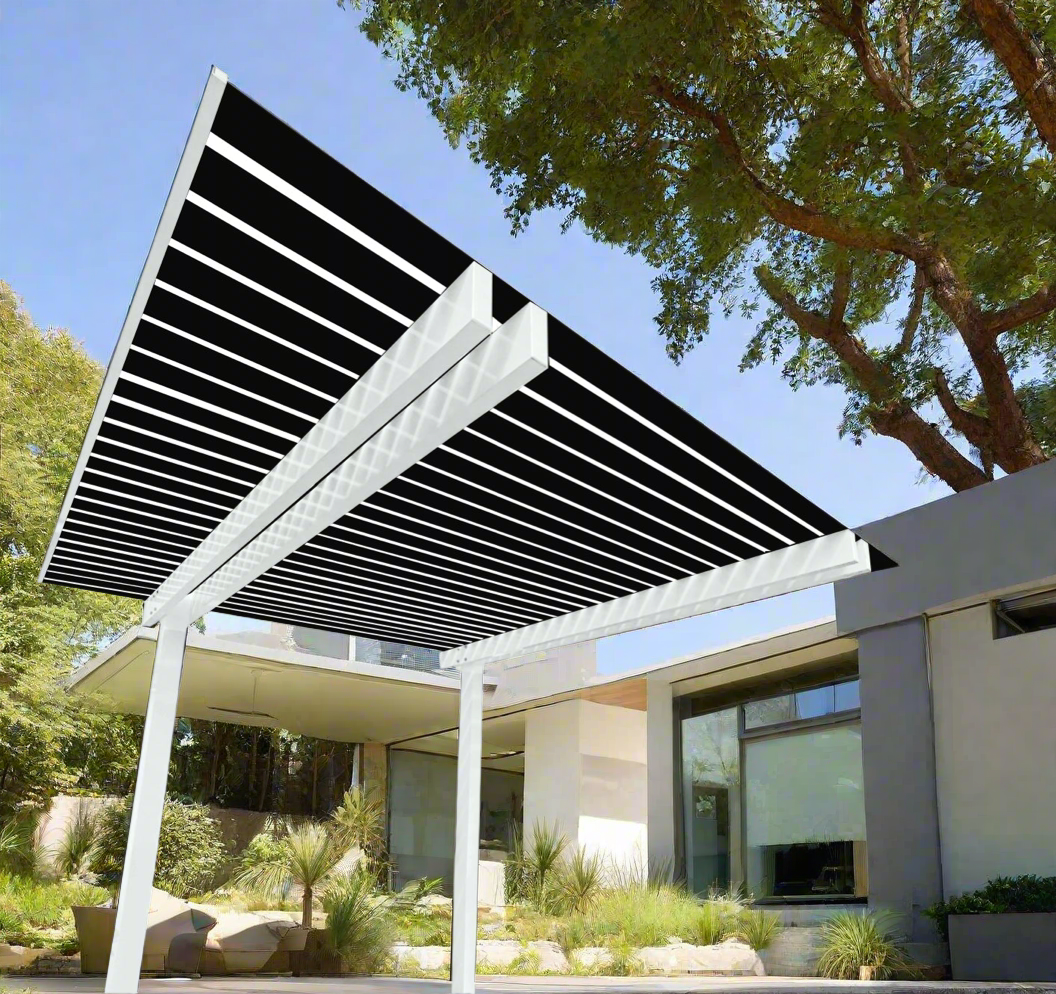 The Cabana Cantilevered Pergola Kit - White / Black 3.2m x 3.2m