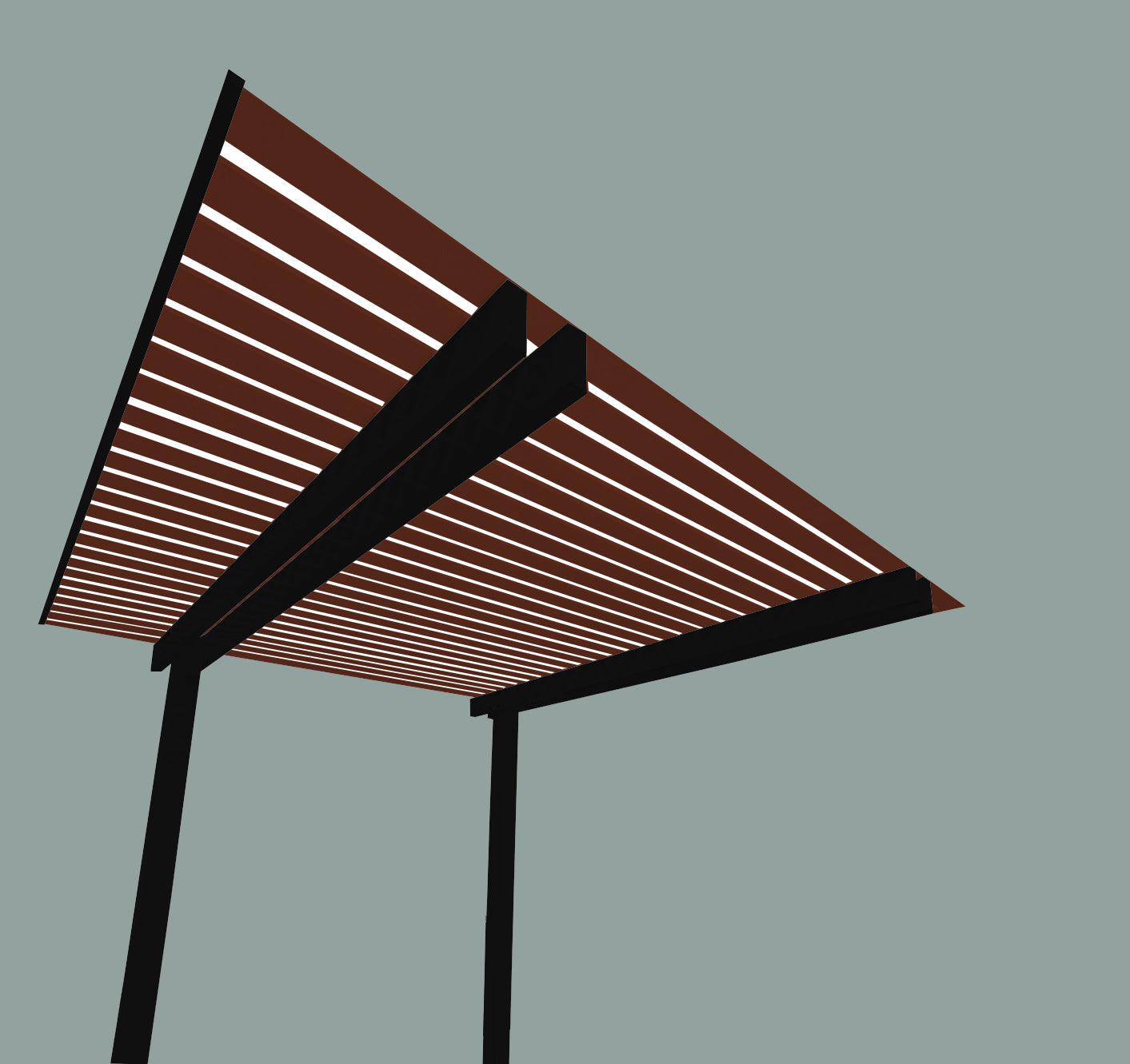 The Cabana Cantilevered Pergola Kit - Black / Timber Grain 4.5m x 3.2m