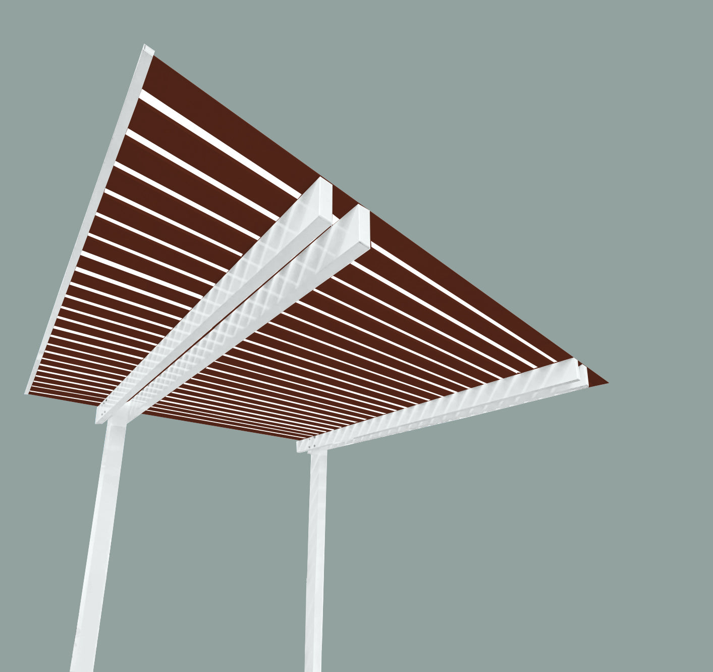 The Cabana Cantilevered Pergola Kit - White / Timber Grain 3.2m x 3.2m